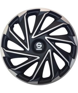 SET 4 COPRICERCHI 14" POLLICI COPRIRUOTA AUTO VARESE SPC1480SVBK  ARGENTO NERO